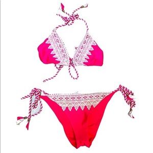 Relleciga pink lace bikini